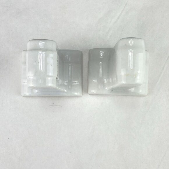Vintage White Porcelain Towel Rack Mounts For Square Dowel - Picture 5 of 11